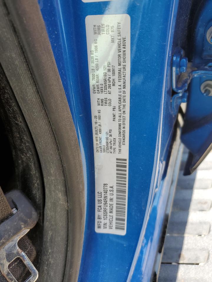 2024 Ram 1500 Trx VIN: 1C6SRFU94RN140778 Lot: 80319795