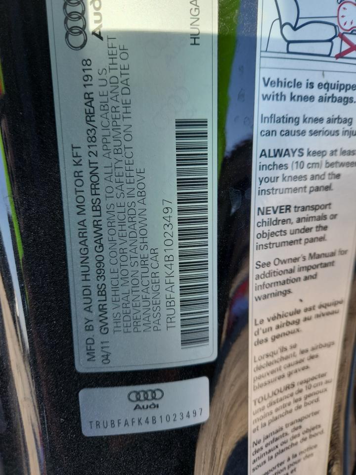 2011 Audi Tt Premium VIN: TRUBFAFK4B1023497 Lot: 71263355
