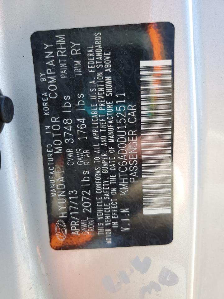 2013 Hyundai Veloster VIN: KMHTC6AD0DU152511 Lot: 81746875