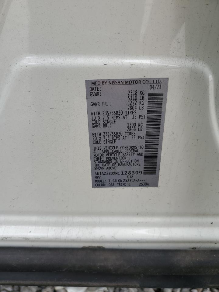 2021 Nissan Murano Sv VIN: 5N1AZ2BJXMC128399 Lot: 82145815