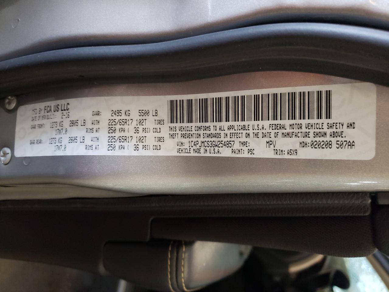 2016 Jeep Cherokee Latitude VIN: 1C4PJMCS3GW254857 Lot: 72079375