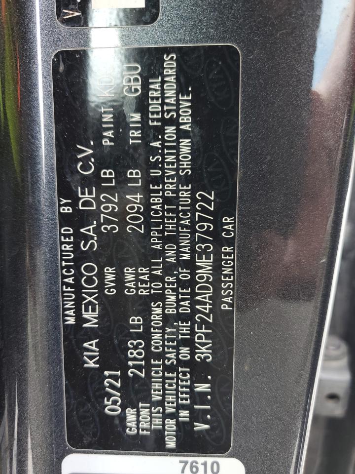 2021 Kia Forte Fe VIN: 3KPF24AD9ME379722 Lot: 80713955