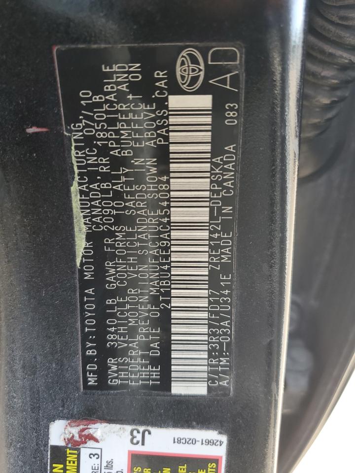 2010 Toyota Corolla Base VIN: 2T1BU4EE9AC454084 Lot: 71850405