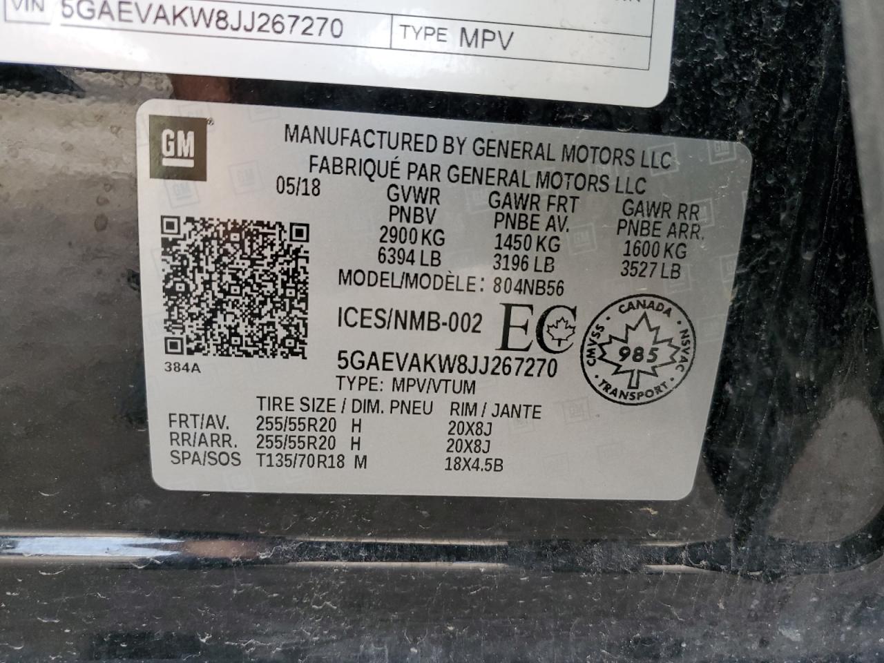 2018 Buick Enclave Essence VIN: 5GAEVAKW8JJ267270 Lot: 71913835