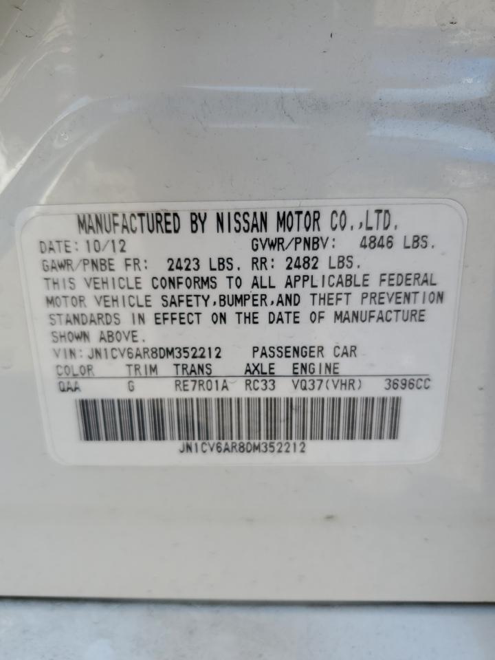 2013 Infiniti G37 VIN: JN1CV6AR8DM352212 Lot: 81002535