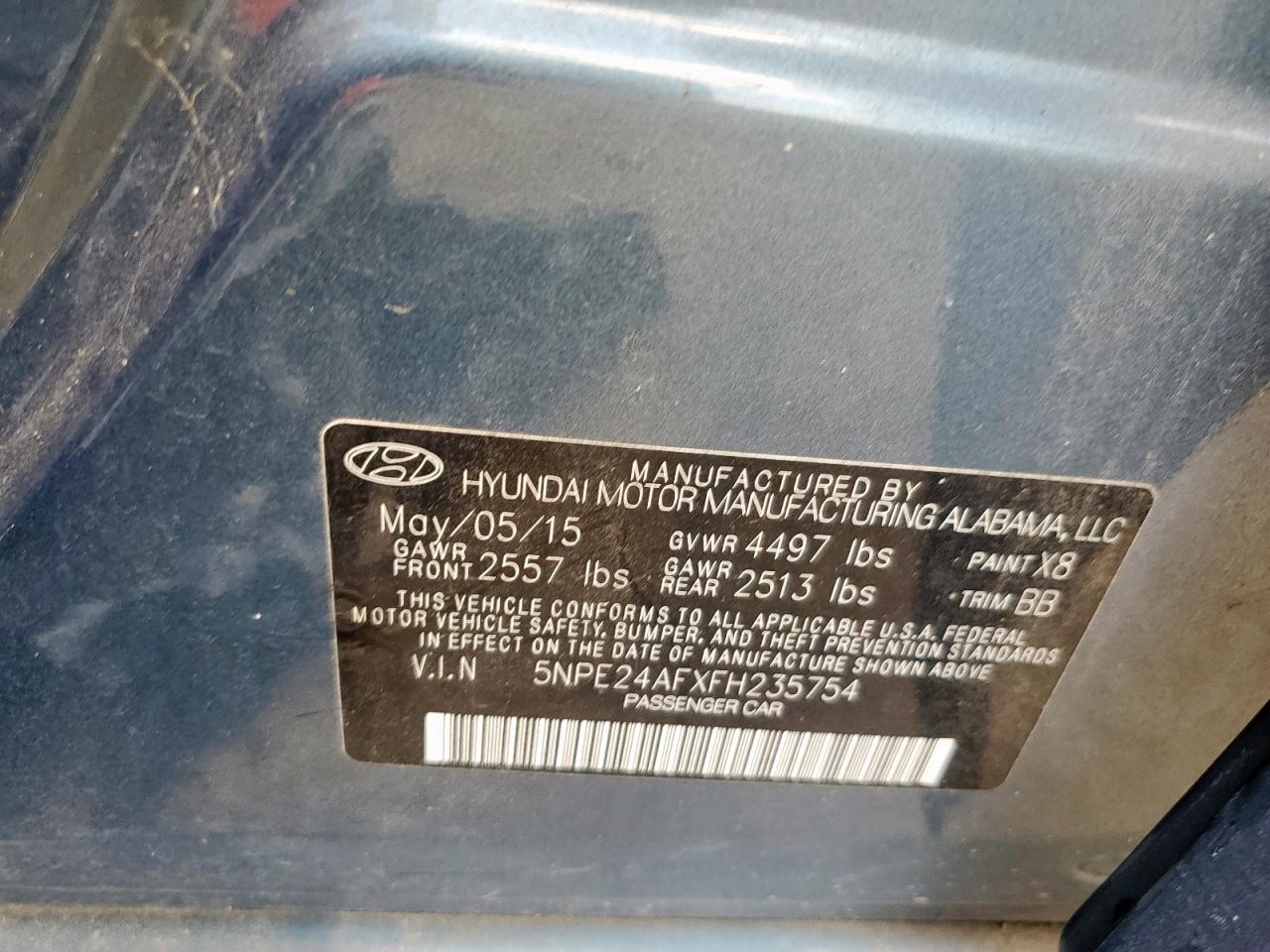 2015 Hyundai Sonata Se VIN: 5NPE24AFXFH235754 Lot: 81219205