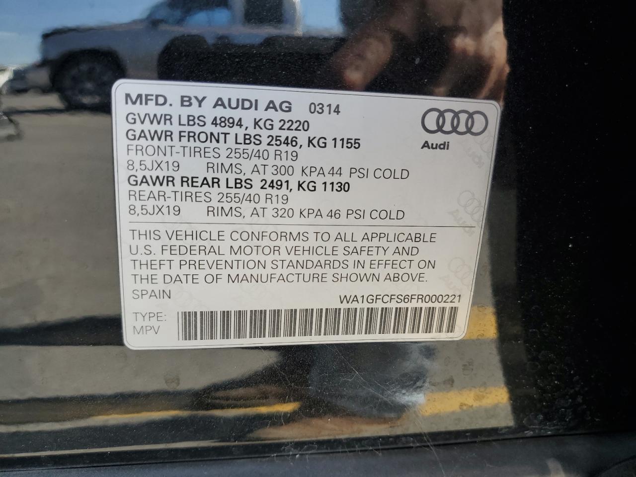 2015 Audi Q3 Prestige VIN: WA1GFCFS6FR000221 Lot: 71204465