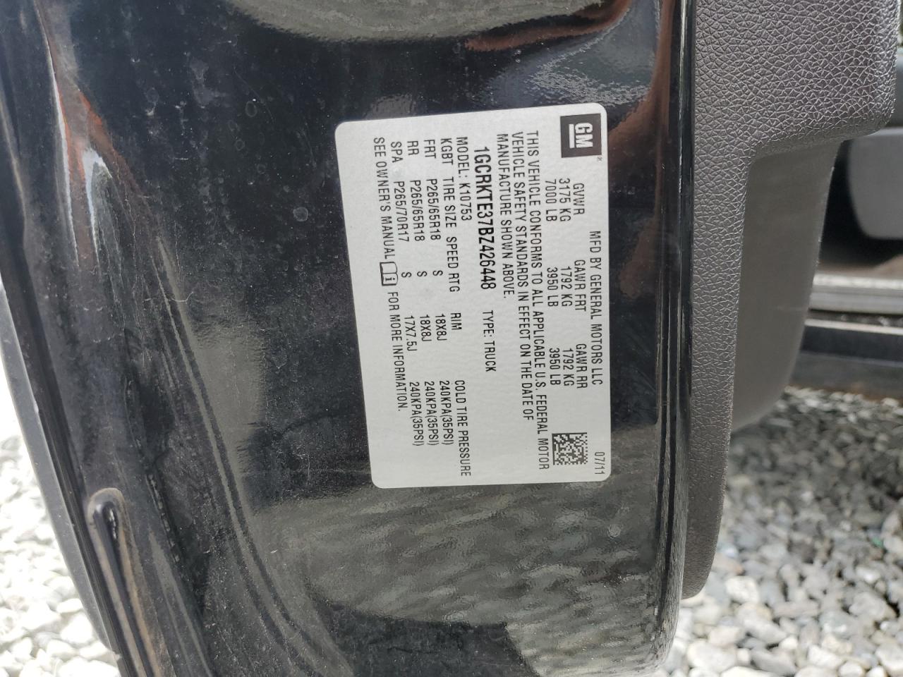 2011 Chevrolet Silverado K1500 Ltz VIN: 1GCRKTE37BZ426448 Lot: 71725715