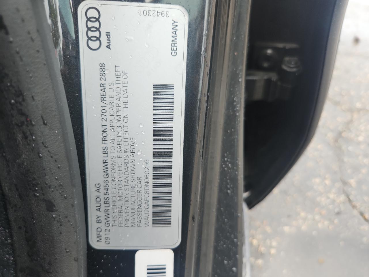 2013 Audi A7 Prestige VIN: WAU2GAFC8DN060299 Lot: 84036275