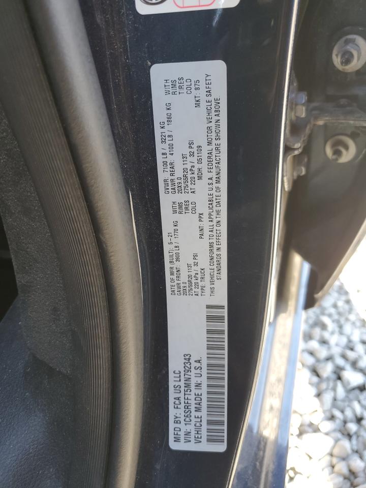 2021 Ram 1500 Big Horn/Lone Star VIN: 1C6SRFFT5MN792343 Lot: 81728325