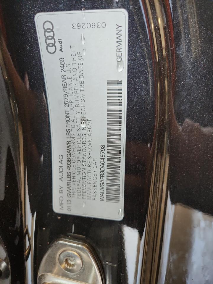 2013 Audi S5 Prestige VIN: WAUVGAFR3DA049798 Lot: 70959995