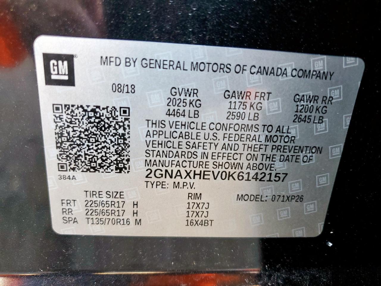 2019 Chevrolet Equinox Ls VIN: 2GNAXHEV0K6142157 Lot: 81330295