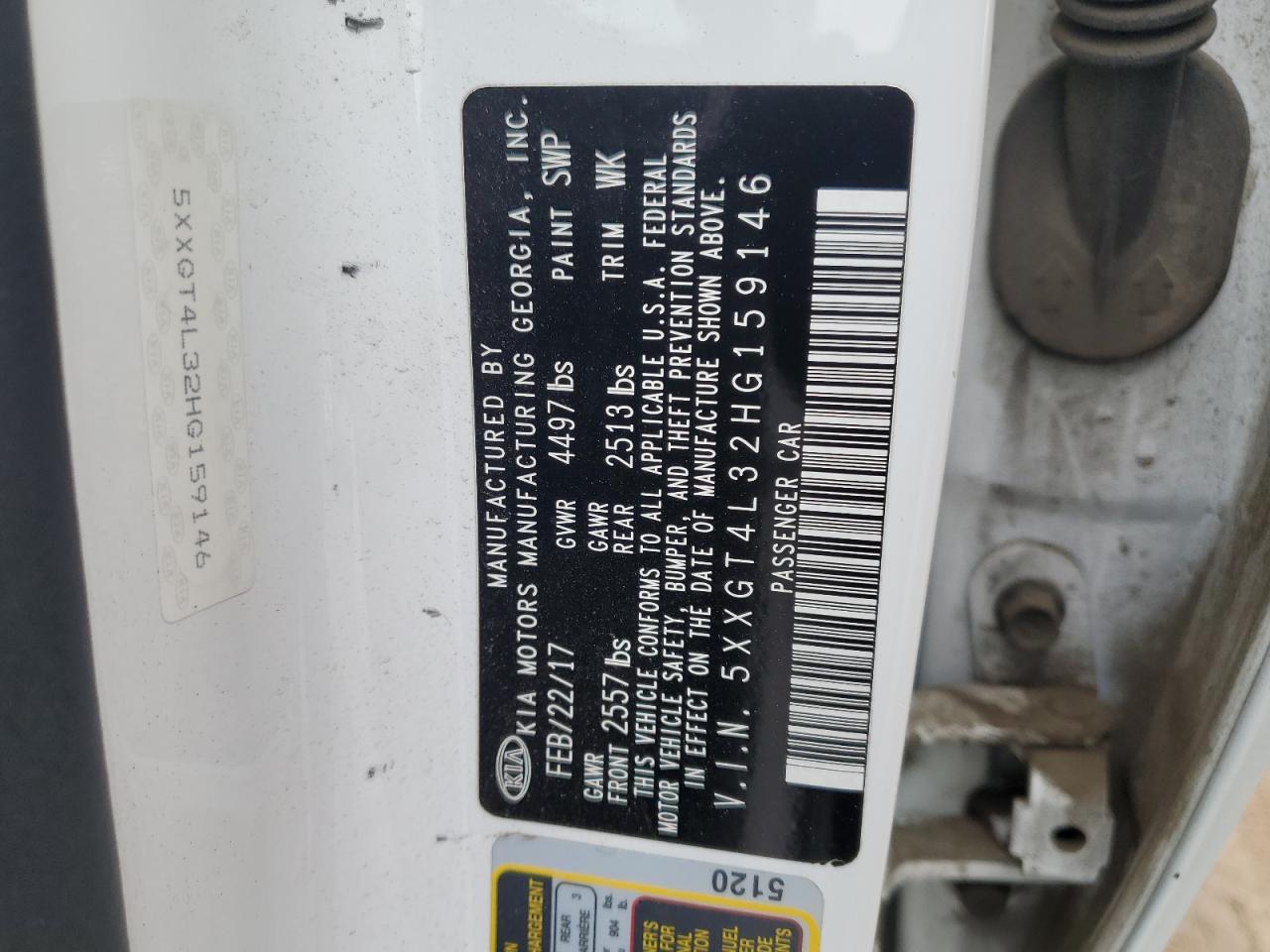 2017 Kia Optima Lx VIN: 5XXGT4L32HG159146 Lot: 81930865