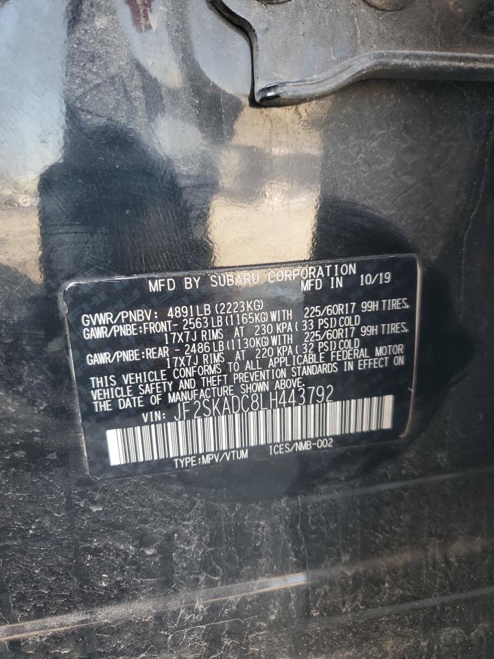 2020 Subaru Forester VIN: JF2SKADC8LH443792 Lot: 84379435