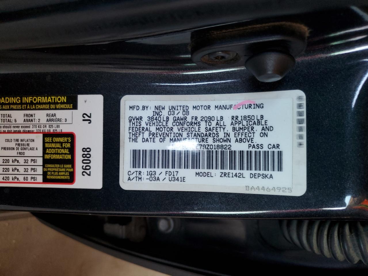 2009 Toyota Corolla Base VIN: 1NXBU40E79Z018822 Lot: 80404255