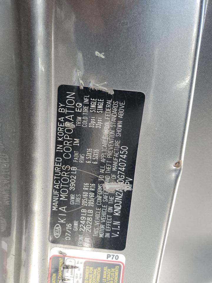 2016 Kia Soul VIN: KNDJN2A20G7407450 Lot: 80802255