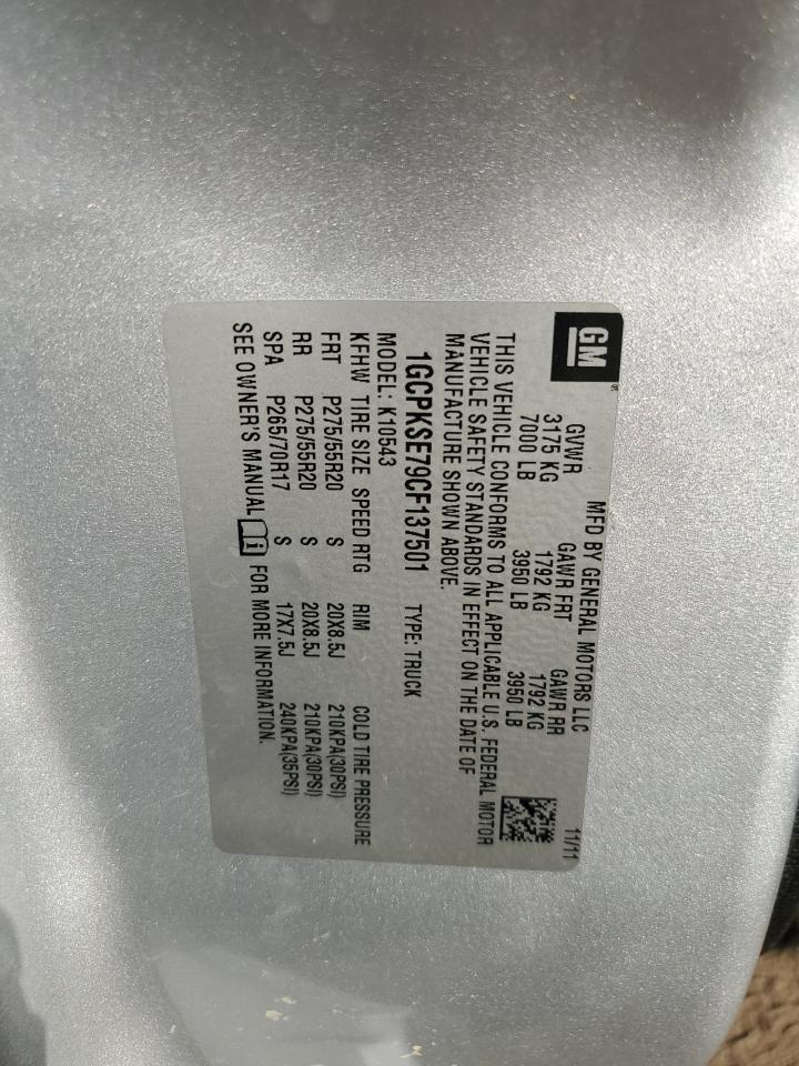 2012 Chevrolet Silverado K1500 Lt VIN: 1GCPKSE79CF137501 Lot: 81272905