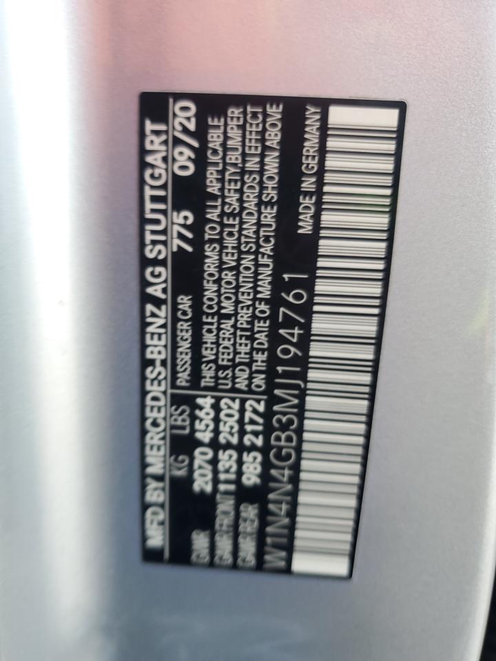 2021 Mercedes-Benz Gla 250 VIN: W1N4N4GB3MJ194761 Lot: 71035805