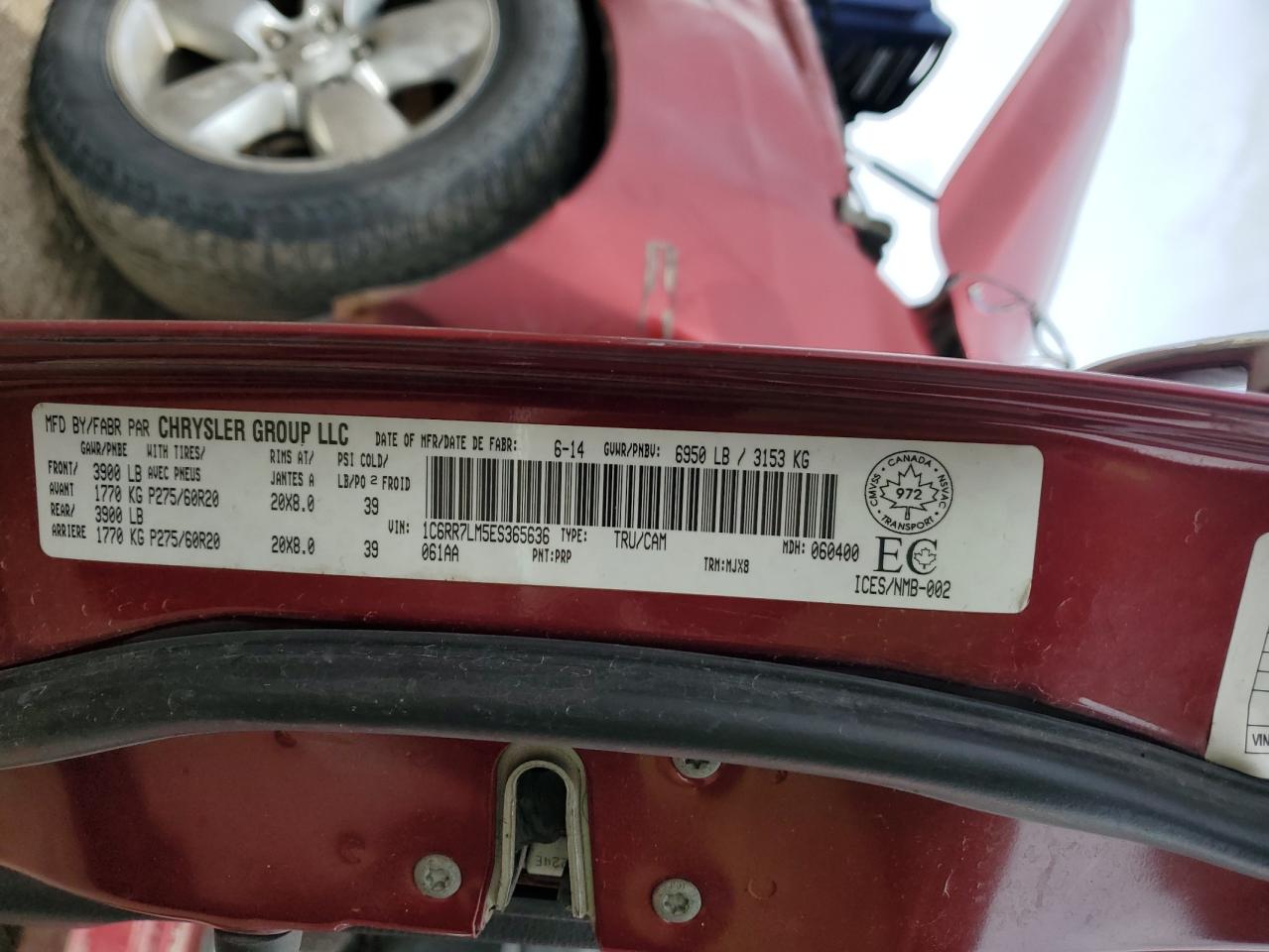 2015 Ram 1500 Slt VIN: 1C6RR7LM5ES365636 Lot: 81155965