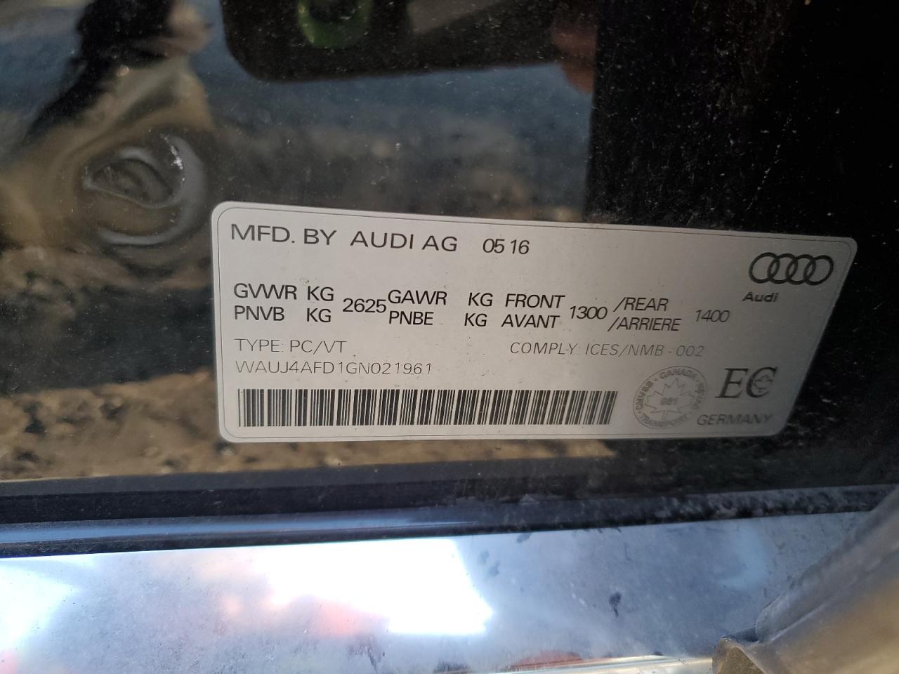 2016 Audi A8 Quattro VIN: WAUJ4AFD1GN021961 Lot: 72057805