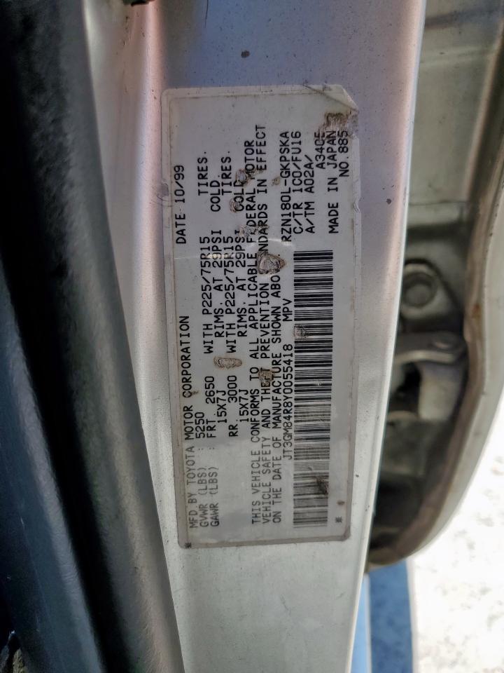 2000 Toyota 4Runner VIN: JT3GM84R8Y0055418 Lot: 81489025