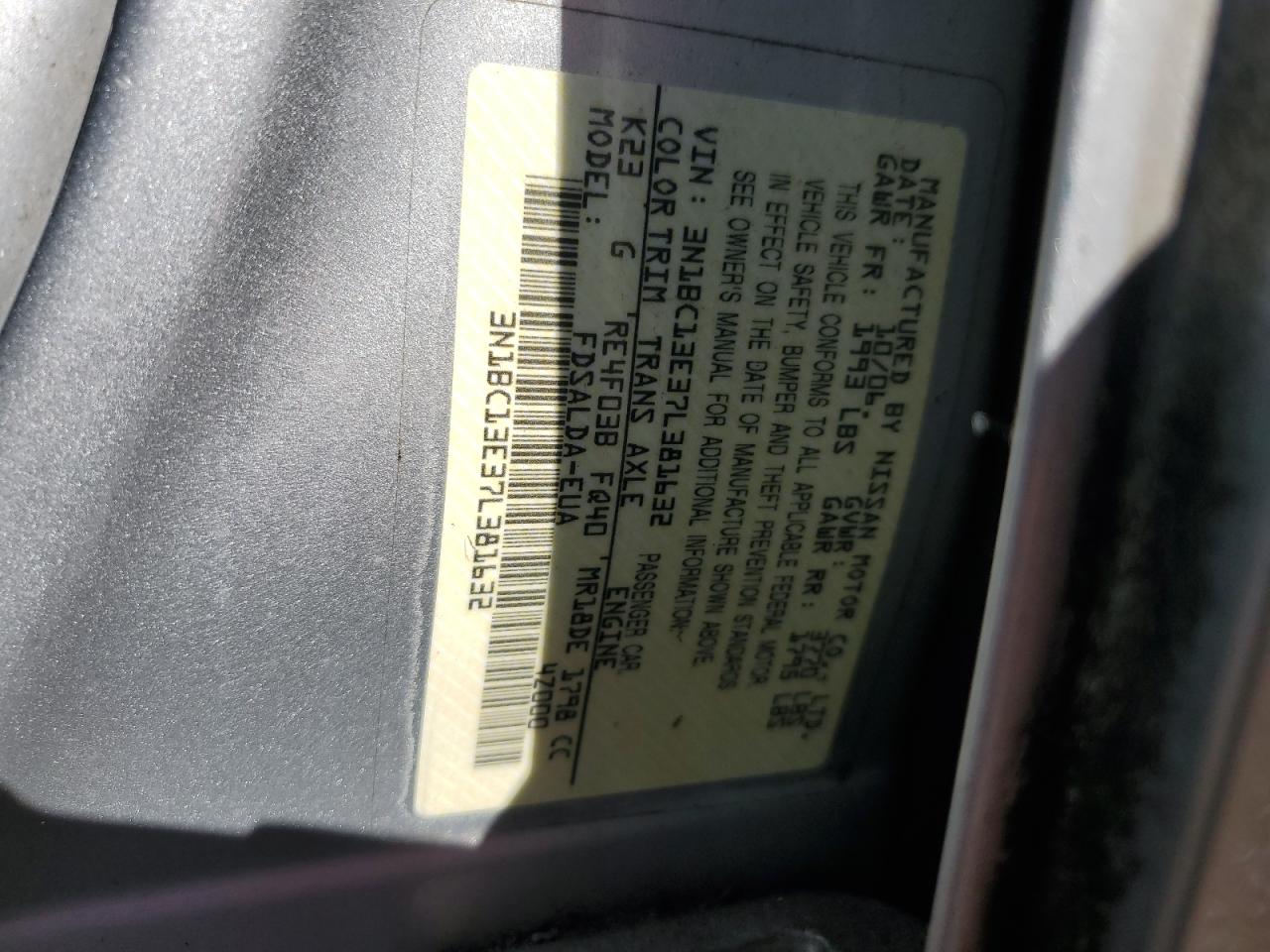 2007 Nissan Versa S VIN: 3N1BC13E37L381632 Lot: 81492535