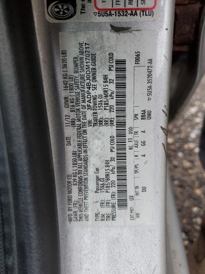 2013 Ford Fiesta Se VIN: 3FADP4BJ0DM170717 Lot: 82166965