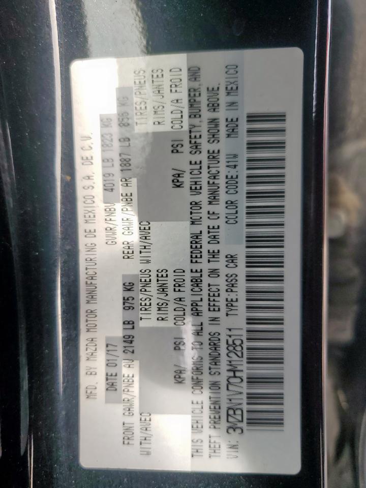 2017 Mazda 3 Touring VIN: 3MZBN1V70HM128511 Lot: 81888885