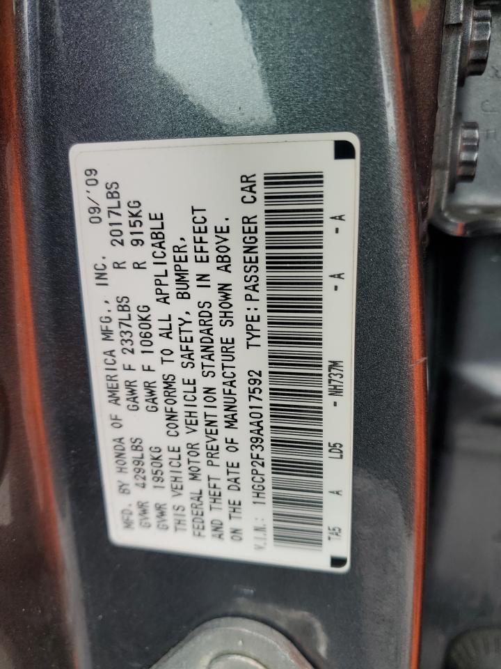 2010 Honda Accord Lx VIN: 1HGCP2F39AA017592 Lot: 83971645