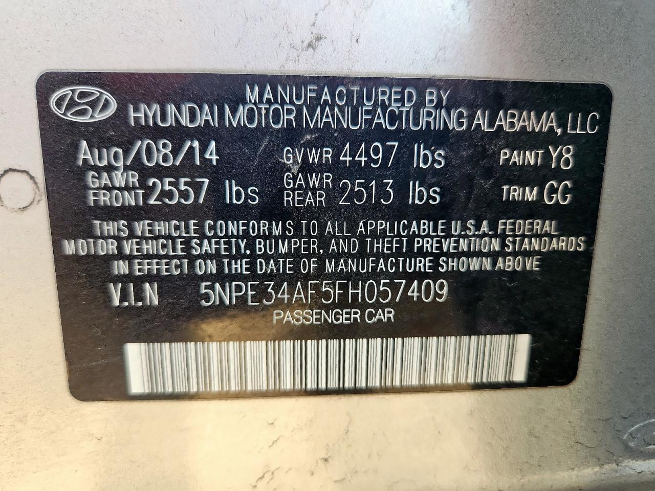 2015 Hyundai Sonata Sport VIN: 5NPE34AF5FH07409 Lot: 83874475