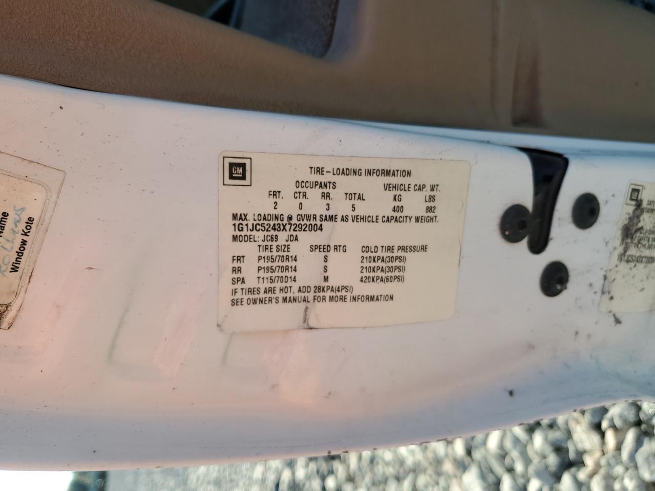 1999 Chevrolet Cavalier VIN: 1G1JC5243X7292004 Lot: 81871955