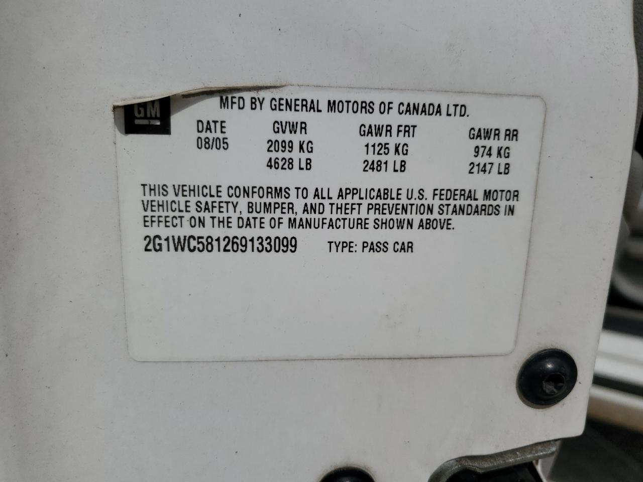 2006 Chevrolet Impala Lt VIN: 2G1WC581269133099 Lot: 71853685