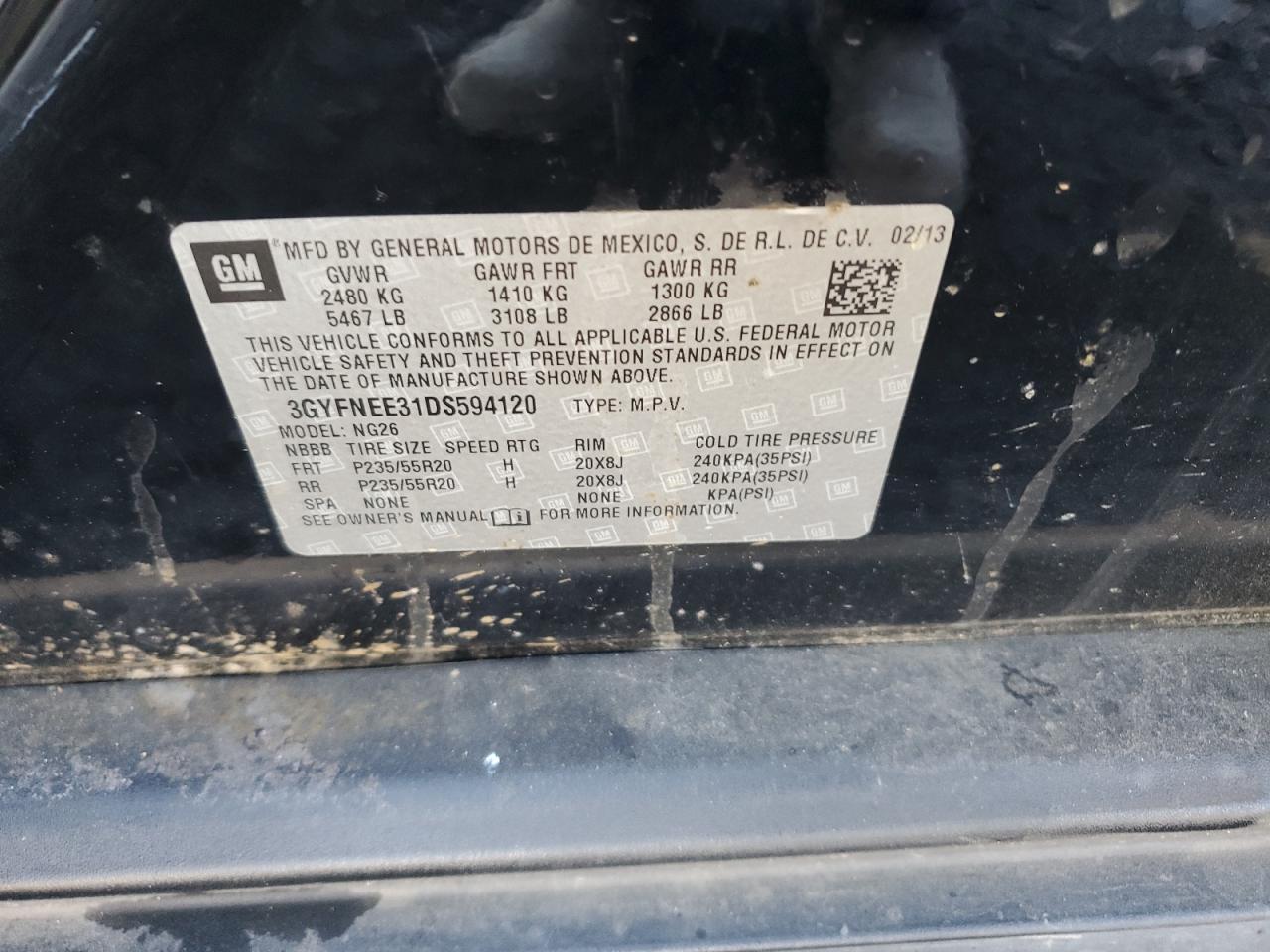 2013 Cadillac Srx Premium Collection VIN: 3GYFNEE31DS594120 Lot: 81716445