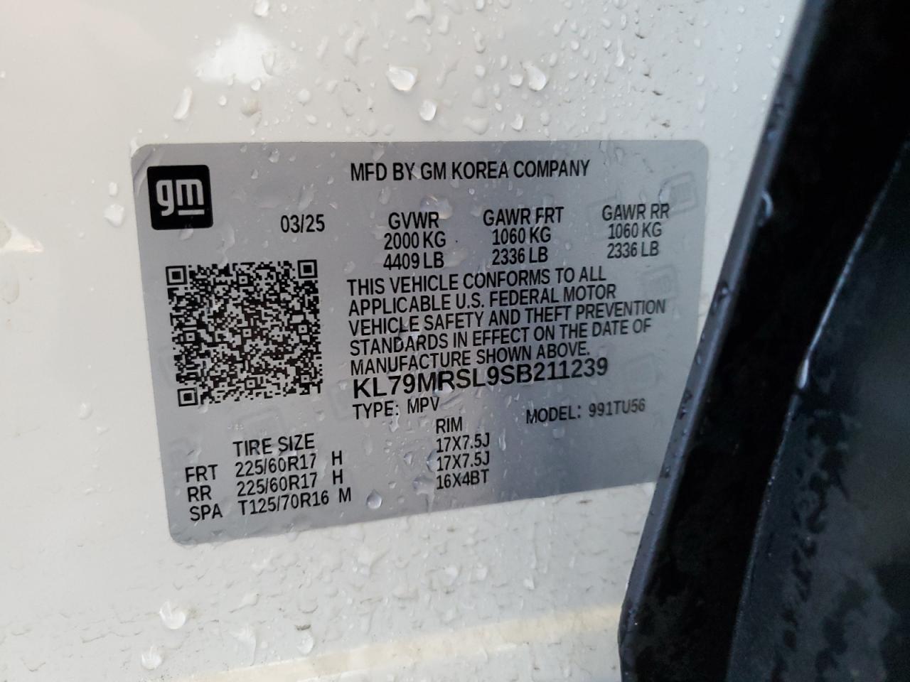 2025 Chevrolet Trailblazer Lt VIN: KL79MRSL9SB211239 Lot: 81125665