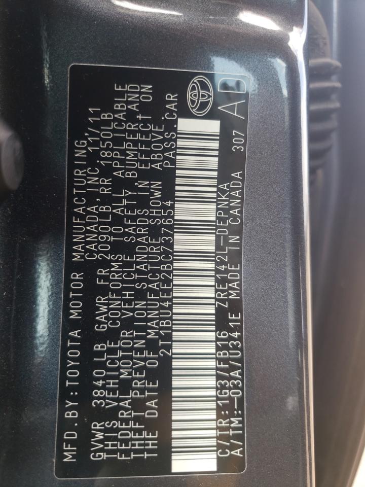 2011 Toyota Corolla Base VIN: 2T1BU4EE2BC737654 Lot: 81575865