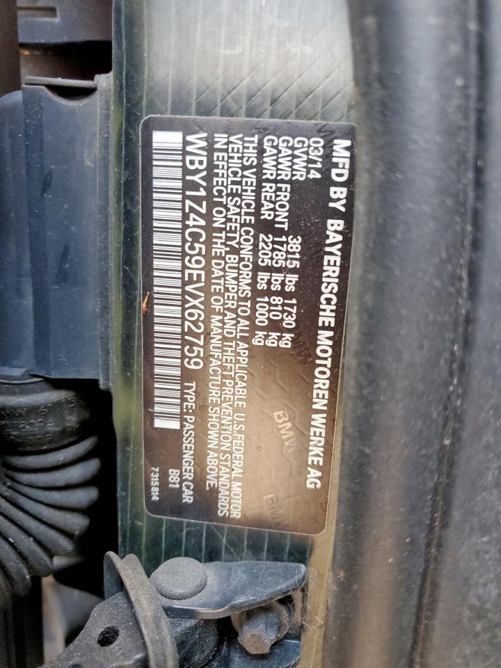 2014 BMW I3 Rex VIN: WBY1Z4C59EVX62759 Lot: 80404775