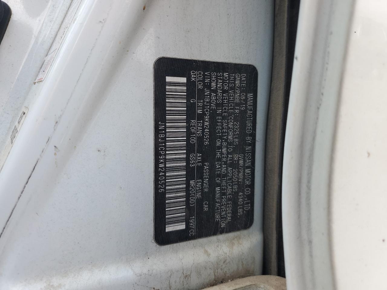 2019 Nissan Rogue Sport S VIN: JN1BJ1CP9KW240526 Lot: 80217505