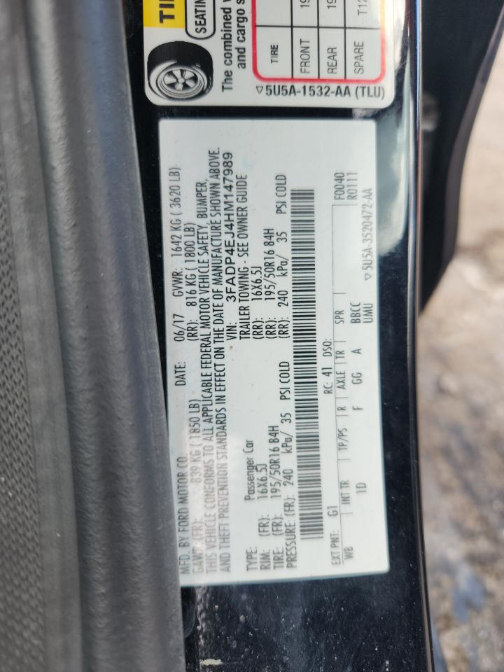 2017 Ford Fiesta Se VIN: 3FADP4EJ4HM147989 Lot: 71325585