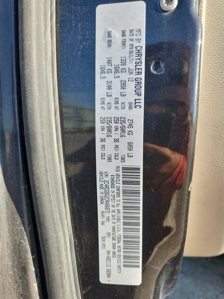 2012 Dodge Grand Caravan Se VIN: 2C4RDGBG2CR406872 Lot: 80639195