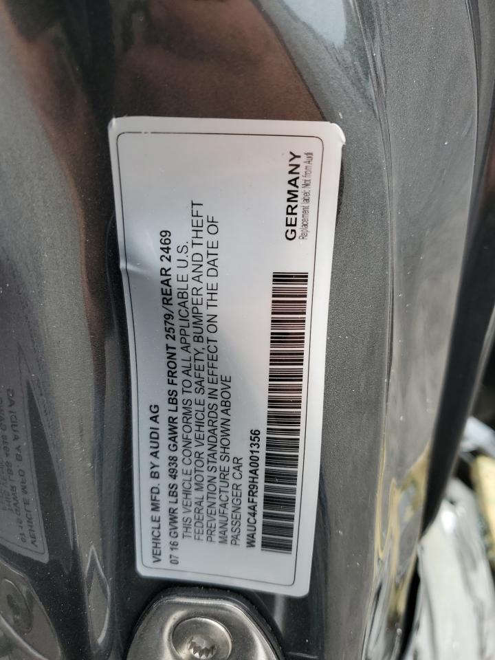 2017 Audi S5 VIN: WAUC4AFR9HA001356 Lot: 84750755