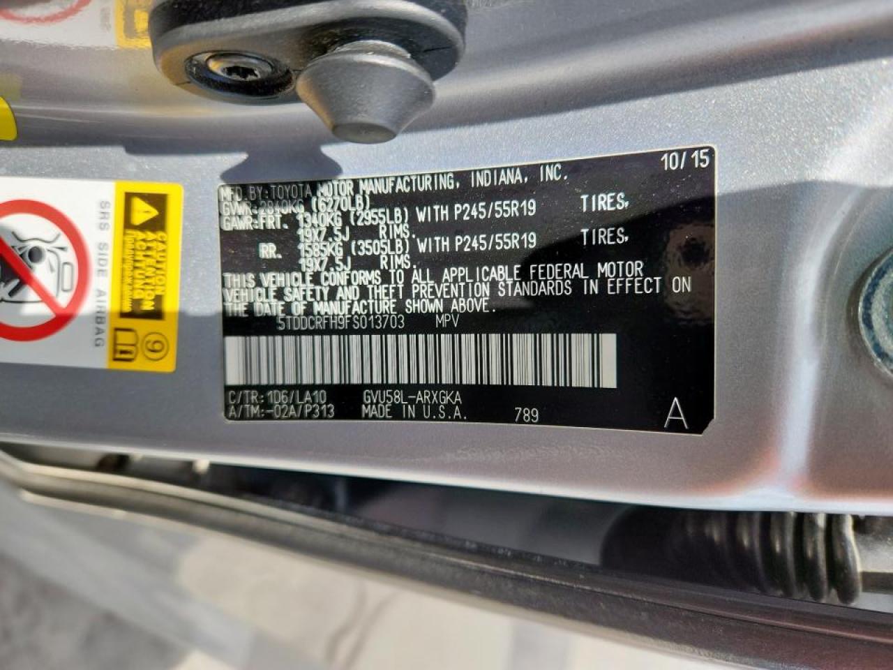 2015 Toyota Highlander Hybrid Limited VIN: 5TDDCRFH9FS013703 Lot: 81610345