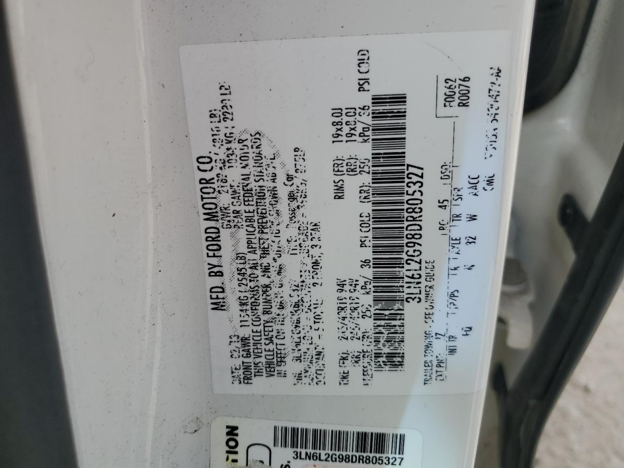 2013 Lincoln Mkz VIN: 3LN6L2G98DR805327 Lot: 84598225