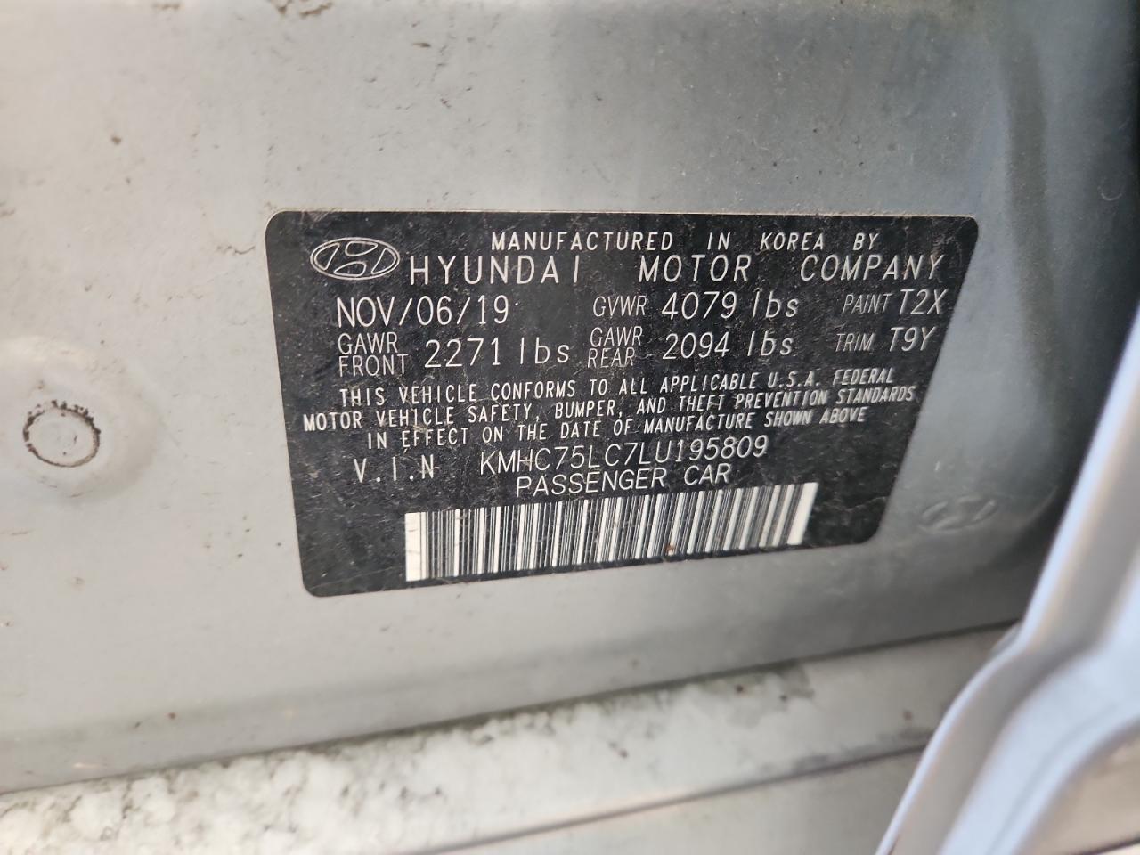 2020 Hyundai Ioniq Se VIN: KMHC75LC7LU195809 Lot: 81195365