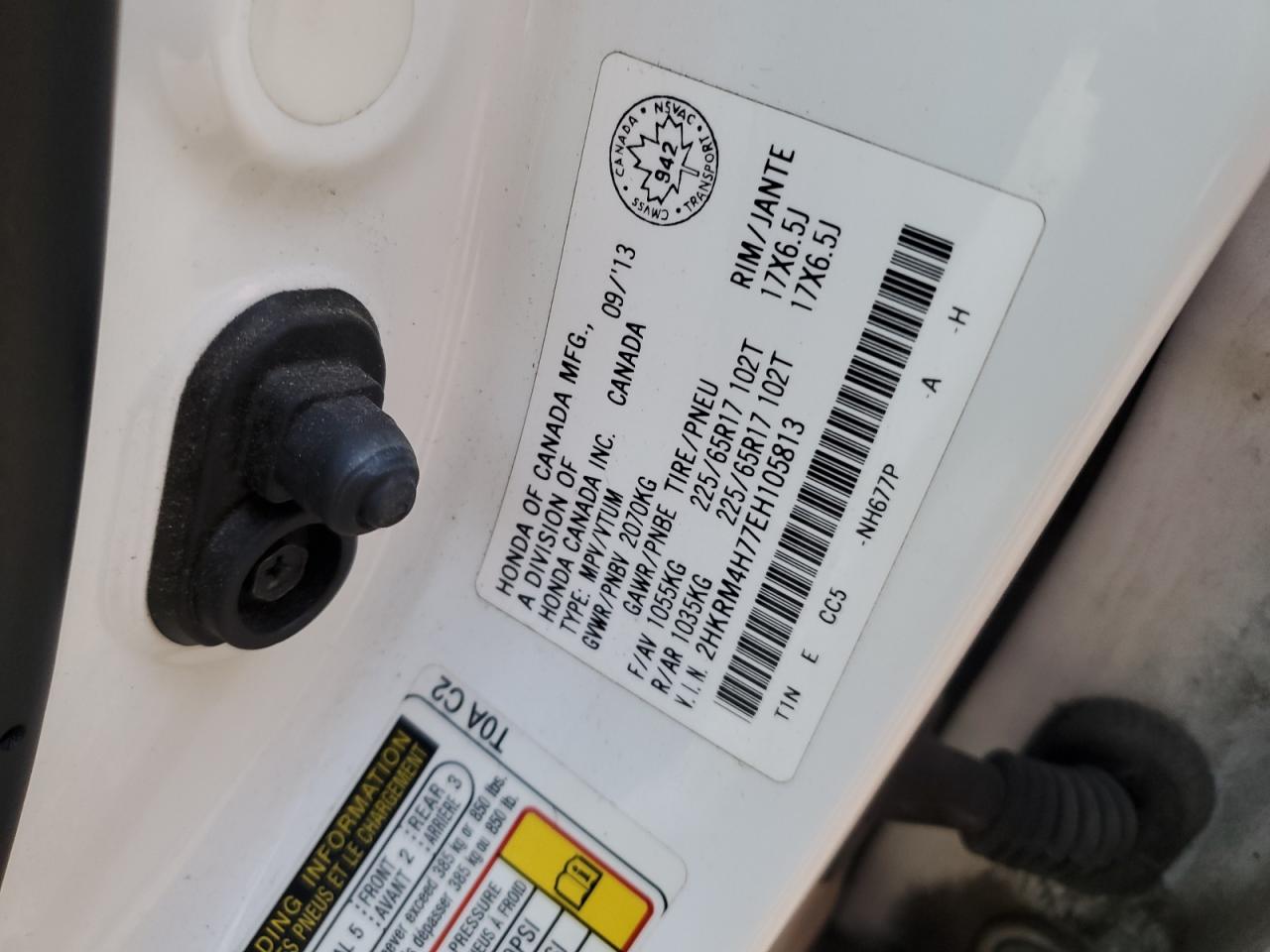 2014 Honda Cr-V Exl VIN: 2HKRM4H77EH105813 Lot: 81566535