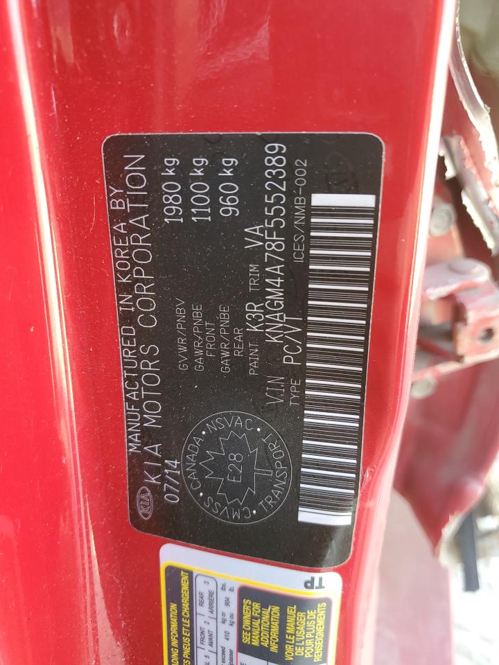 2015 Kia Optima Lx VIN: KNAGM4A78F5552389 Lot: 81588635