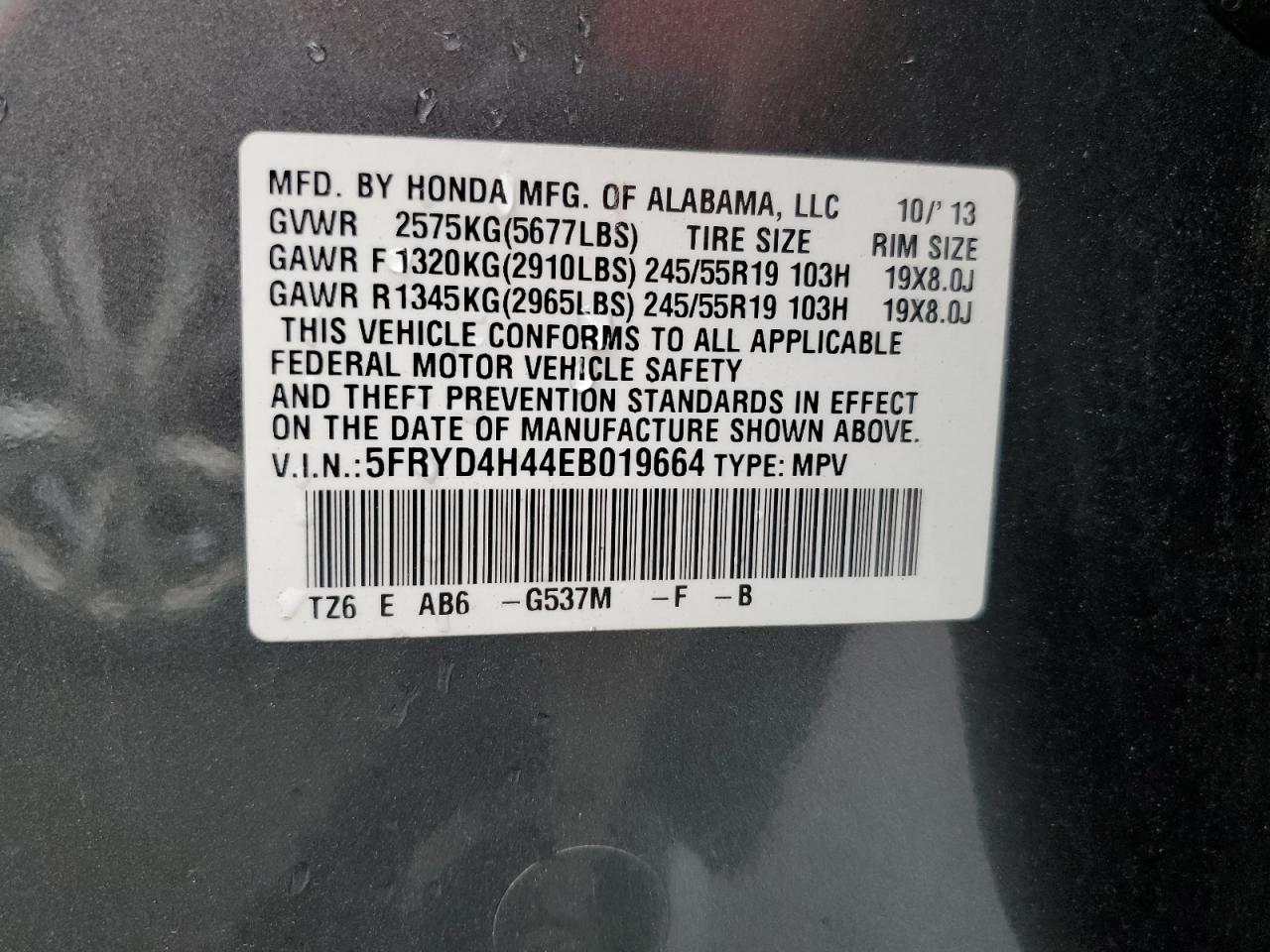 2014 Acura Mdx Technology VIN: 5FRYD4H44EB019664 Lot: 81300325