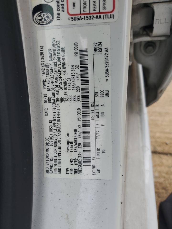 2018 Ford Fiesta Se VIN: 3FADP4EJ1JM105852 Lot: 84450055