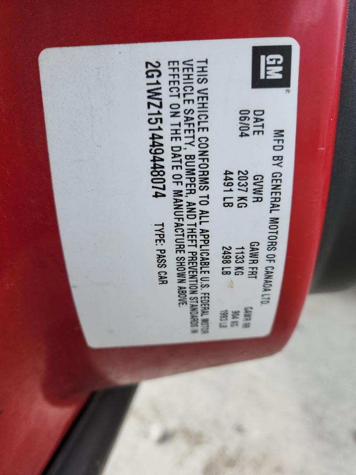 2004 Chevrolet Monte Carlo Ss Supercharged VIN: 2G1WZ151449448074 Lot: 71521455