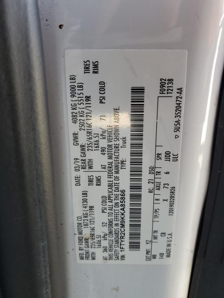 2019 Ford Transit T-250 VIN: 1FTYR2CM9KKA85866 Lot: 81768765