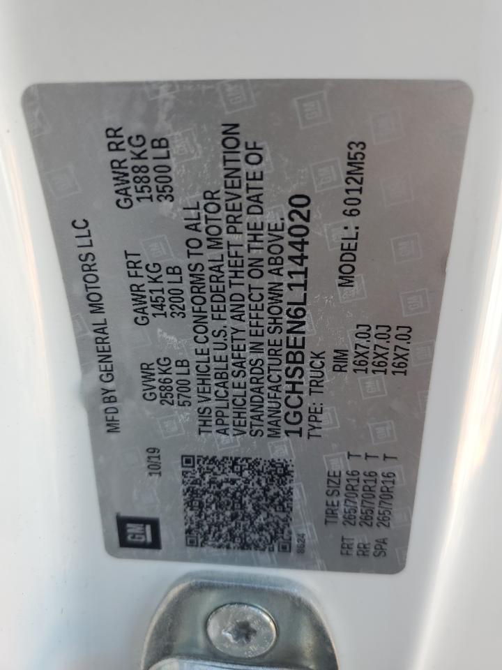 2020 Chevrolet Colorado VIN: 1GCHSBEN6L1144020 Lot: 82125655